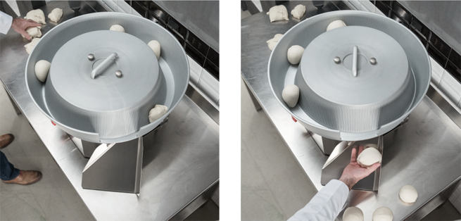 IT ROUNDS THE DOUGH PORTIONS AS IF HANDMADE
